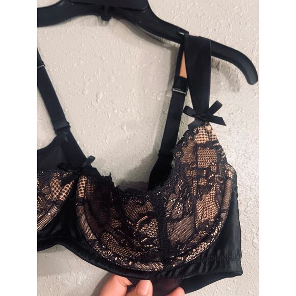 NWOT Lane Bryant Seriously Sexy Womens Bra 42DD Cupless Black & Beige Lace Sheer - Picture 2 of 9